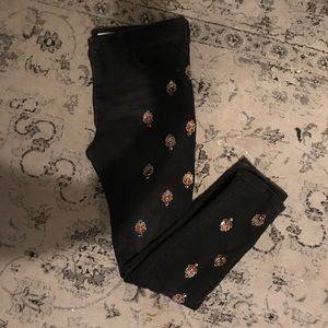 Anthro beaded petite jeans